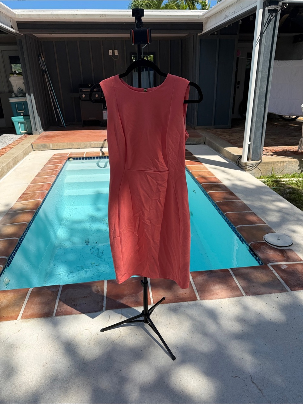 Calvin Klein Coral Sleeveless Midi Shift Dress
